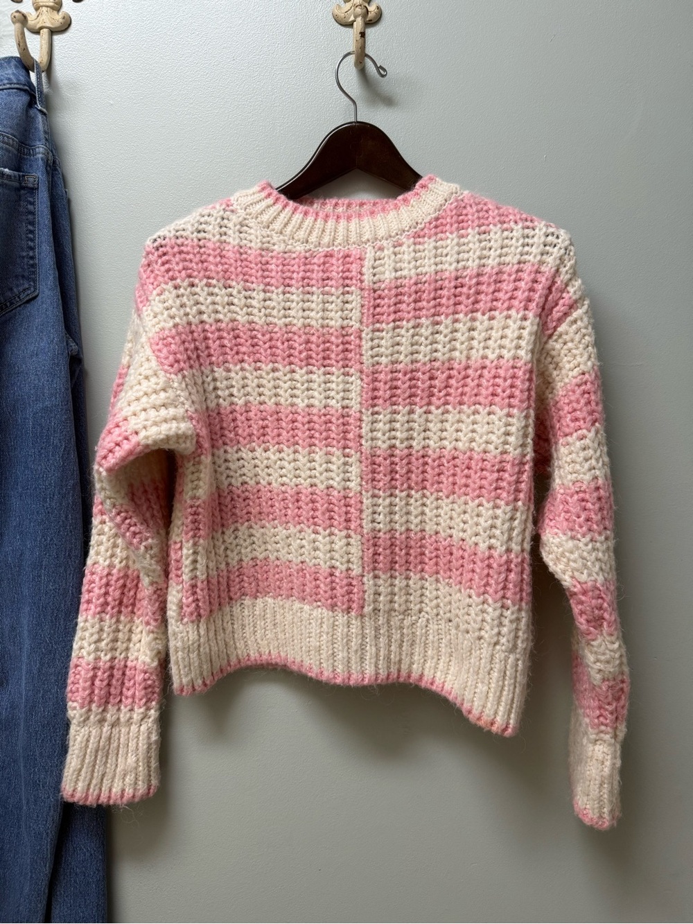 Mango pink cream sweater chunky XS